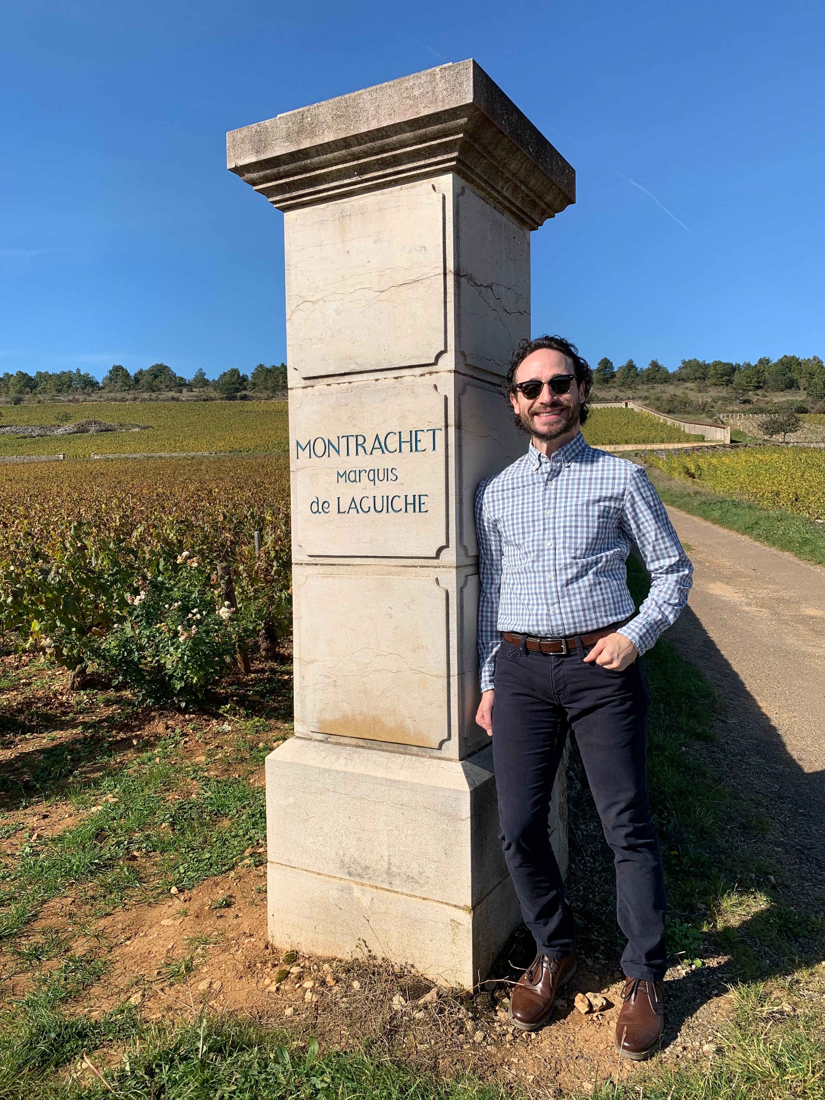 Nick Pagoria at a vineyard in Burgundy